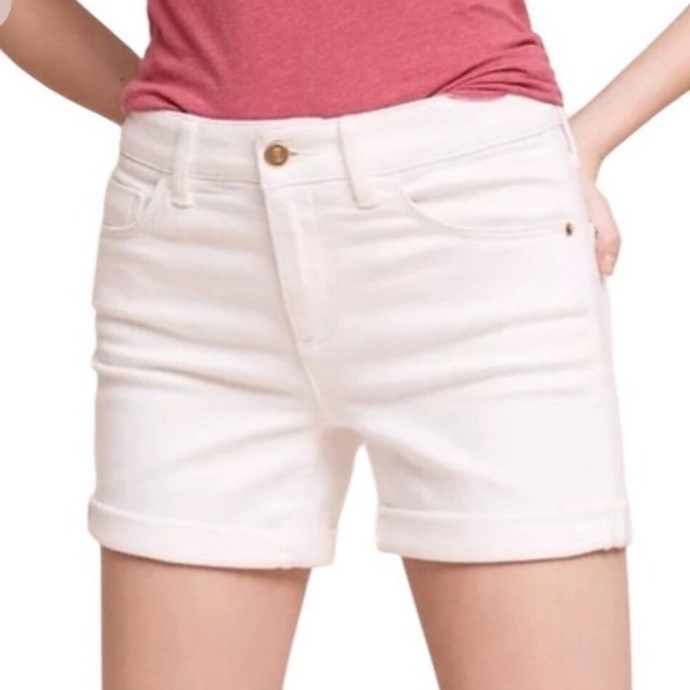 NWT Pilcro and the Letterpress Anthropologie White Script Denim Shorts Size 30